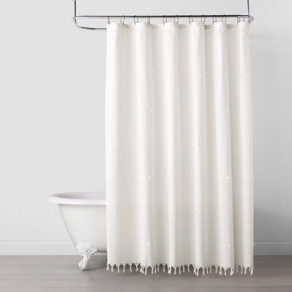 NEW Knotted Fringe Shower Curtain Hearth & Hand